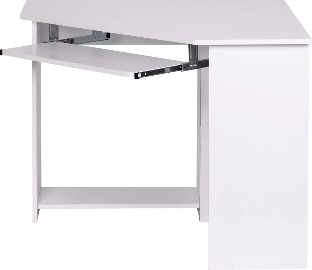 Bureau d'angle pour télétravail blanc Roman : poste informatique complet