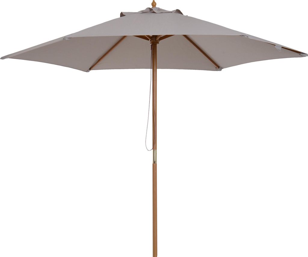 Sonnenschirm Ø 250 cm, Sonnenschirm mit Seilzugmechanismus Balkonschirm Strandschirm aus Bambus windfest Marktschirm Sonnenschutz für Balkon Terr...