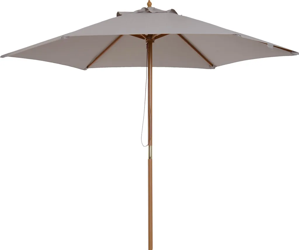 Grand Parasol de Jardin 2,5m en Bambou et Toile Grise Haute Densité