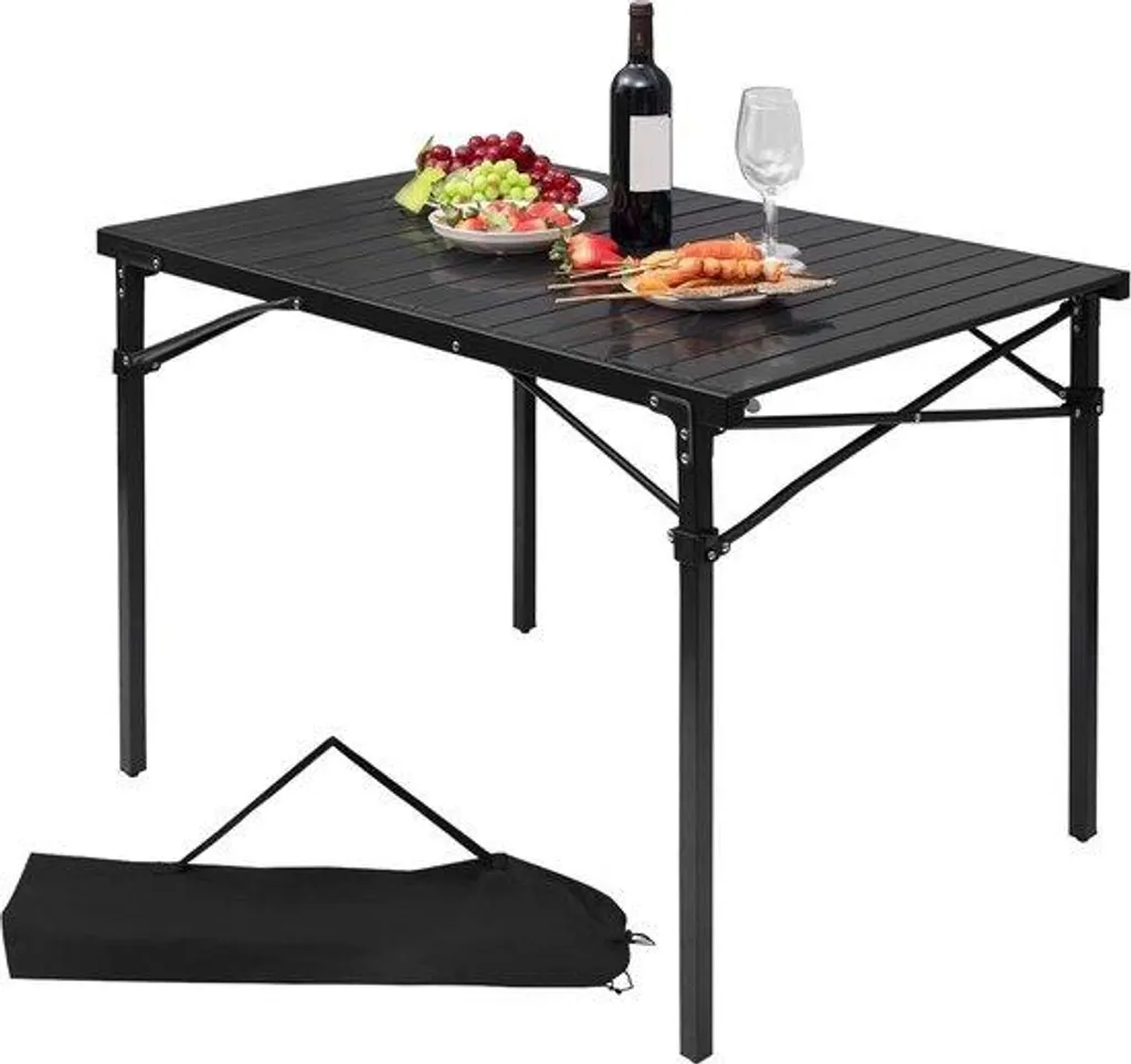 Table pliante en aluminium 104 x 69 x 70 cm noire - Modèle Alux-Pro XL