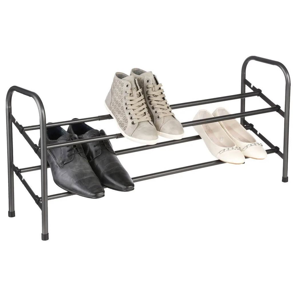 Regał na buty wykonany z metalu, dwupoziomowy, z regulacją Zdjęcie produktu 