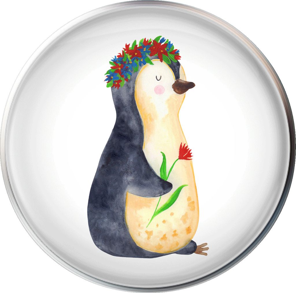 Mr. & Mrs. Panda Waschbecken Stöpsel Pinguin Blumen - Weiß - Geschenk, Leben, waschbeckenstöpsel, Wünsche, Abflussstöpsel, Wunderschön, abflu...