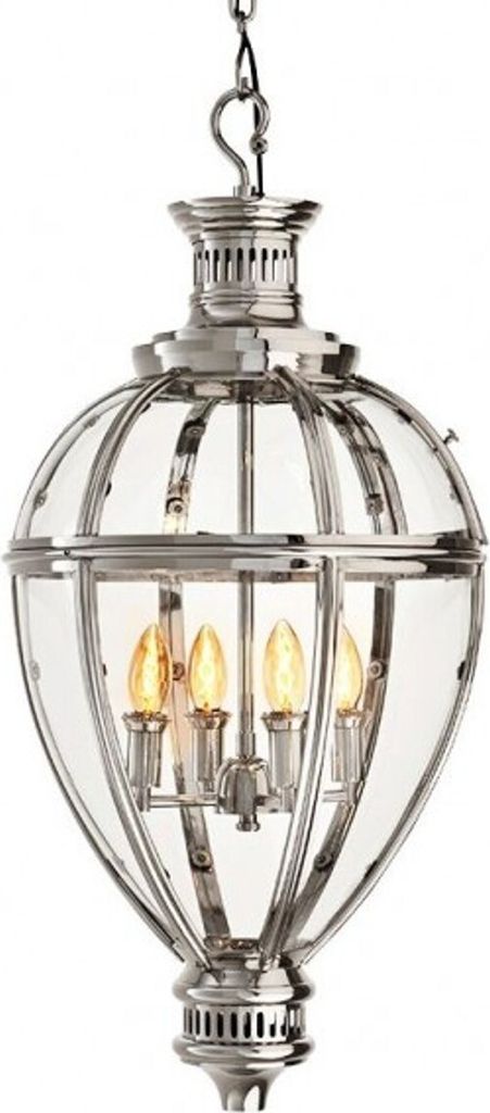 Casa Padrino Luxus Laterne - Luxus Hängeleuchte Nickel Durchmesser 36,5 x H 81 cm