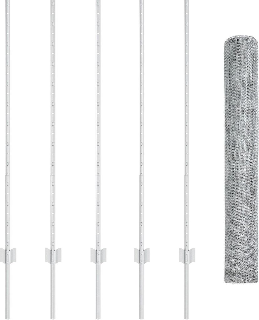 Möbel Zaunpfosten 10 Stück U-Kanal 120 cm Verzinkter Stahl, Sechseckzaun 1,2x10 m Verzinkter Stahl - Zaunzubehör 3336966