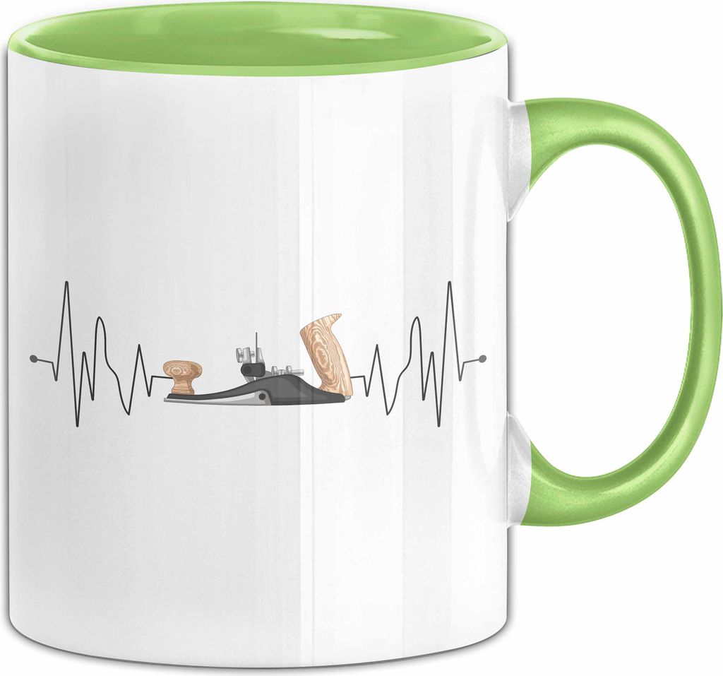 Schreiner Holz Tasse Geschenk Holz Herzschlag Tischler Handwerker Geschenk Männer (Grün)