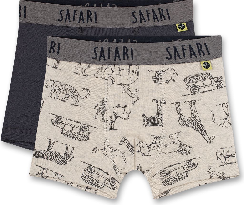 Sanetta 2er Pack Jungen Hipshort Beige melange Safari Print