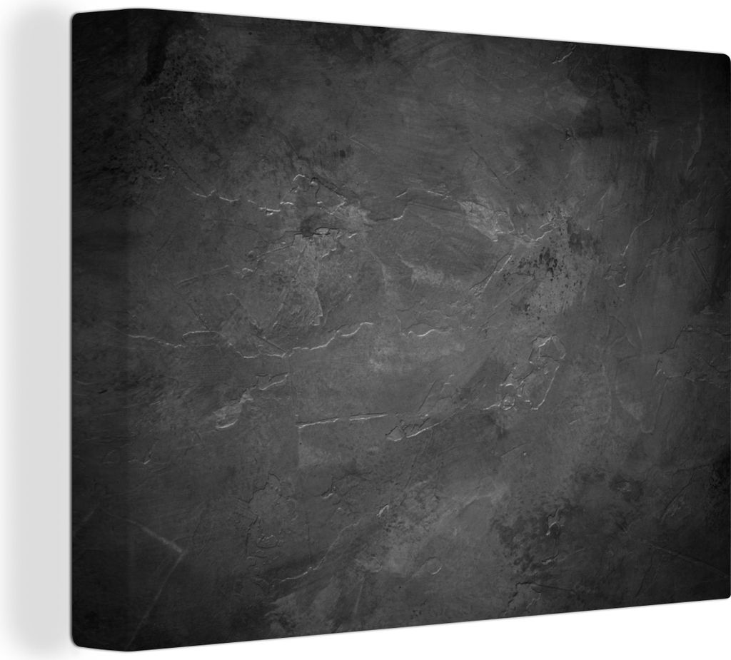 MuchoWow - Leinwandbilder - Struktur - Zement - Beton - Grau - Vintage, Wandbild, Wanddeko Bilder Wohnzimmer, 80x60 cm