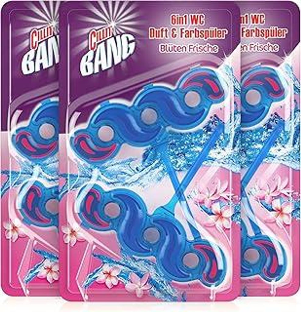 Cillit Bang WC Steine Toilette – WC-Reiniger und Duftspüler gegen Schmutz und Kalk – Blüten Frische – 3 x 2er Pack