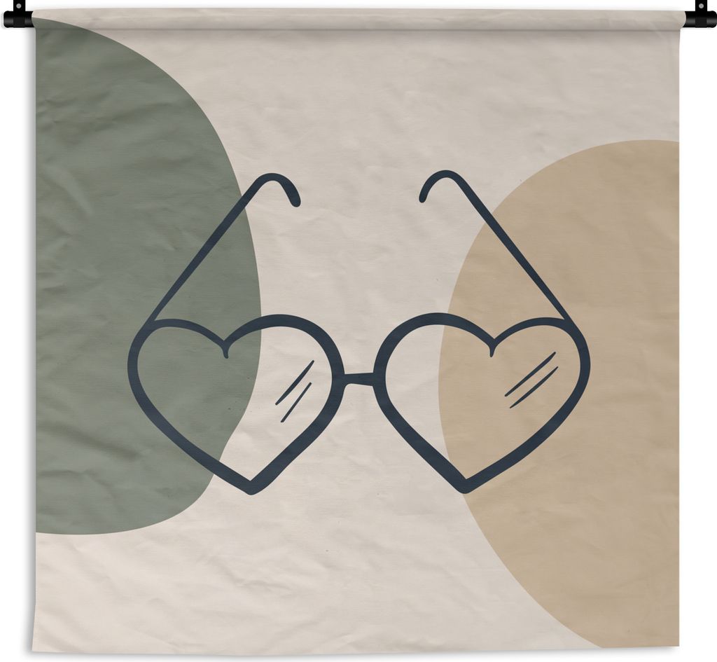 MuchoWow Wandteppich Wandbehang Sonnenbrille - Herz - Pastell 150x150 cm Tapisserie Dekoration Wandtuch - Wohnaccessoires - Modernes