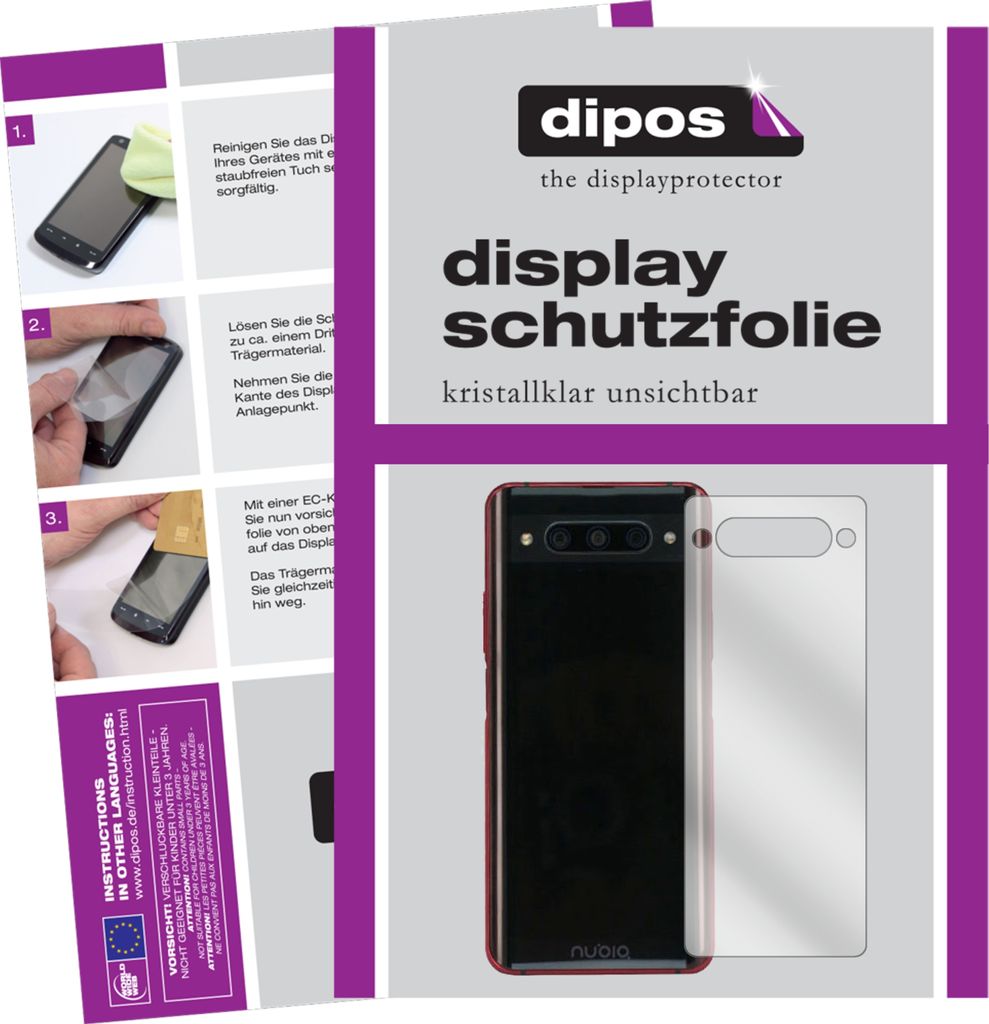 5x Schutzfolie für ZTE nubia Z20 Rückseite klar Displayschutzfolie Folie Display Schutz dipos