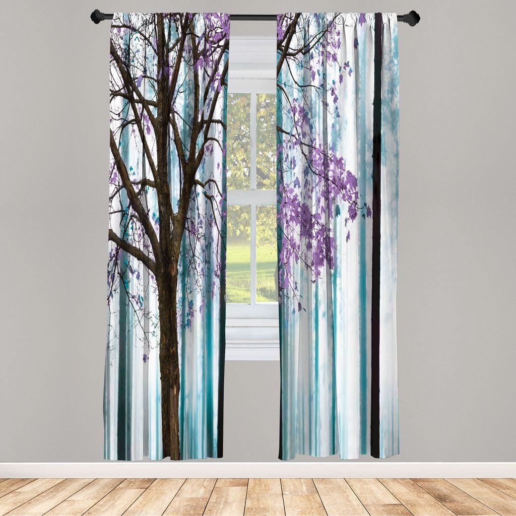 ABAKUHAUS Herbst Vorhänge 2 Panel Set für Wohnzimmer Schlafzimmer Nachbildung, Bild Von Einem Einsamen Baum Blättern Auf Einem Abstrakten Hinter...