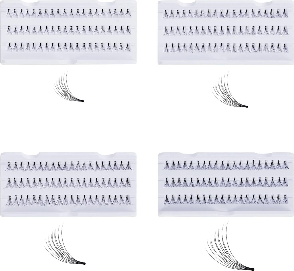 Kurtzy (4 Stk) Extension Cils Kit Faux Individuel - 8, 10, 12, 14mm Wimpernverlängerung – Premium Wimpern Verlängerungsset Lang & Kurz für Curl,