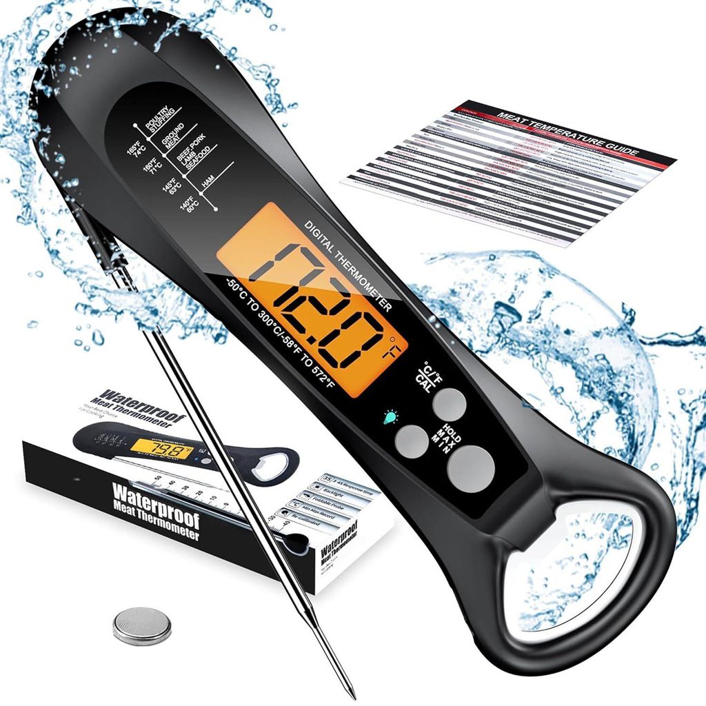 Fleischthermometer Digital, Sofort Lesen Bratenthermometer Meat Thermometer Kochen ,Küchenthermometer für BBQ,Ofen,Getränken