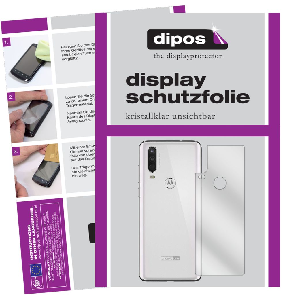 2x Schutzfolie für Motorola One Action Rückseite klar Displayschutzfolie Folie Display Schutz dipos