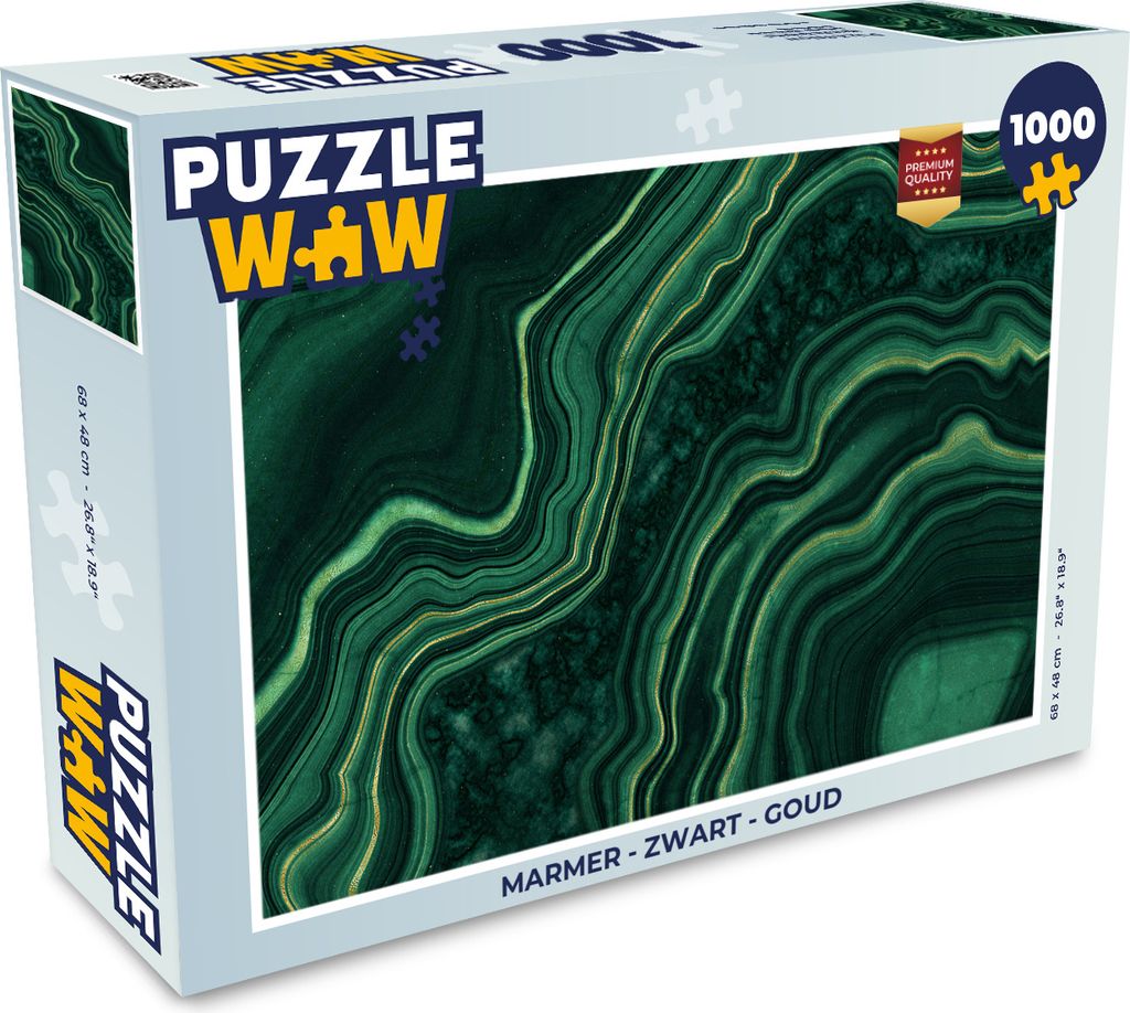MuchoWow Puzzle 1000 Teile Marmor - Schwarz - Gold - Erwachsene - Rätsel