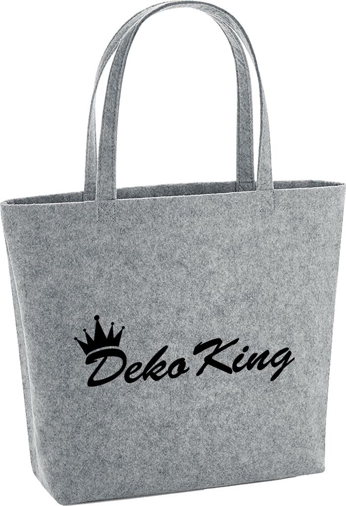 Huuraa Filzshopper Deko King Krone 22 Liter Grey Melange Filztasche Geschenkidee