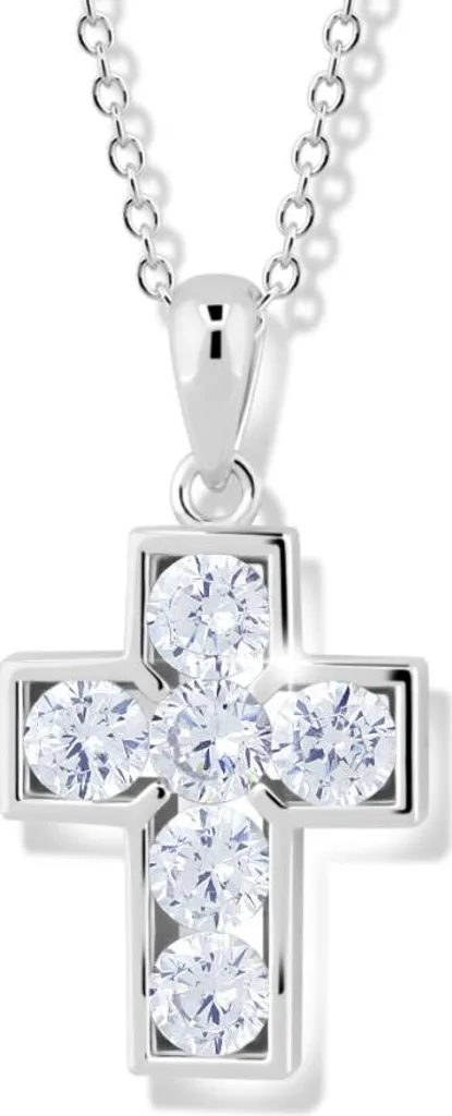 Collier discret avec croix en zirconium M00841 - Bijou élégant en acier