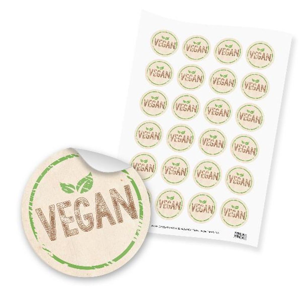 itenga 24x Sticker Vegan (Motiv 112) braun grün Produktbild 