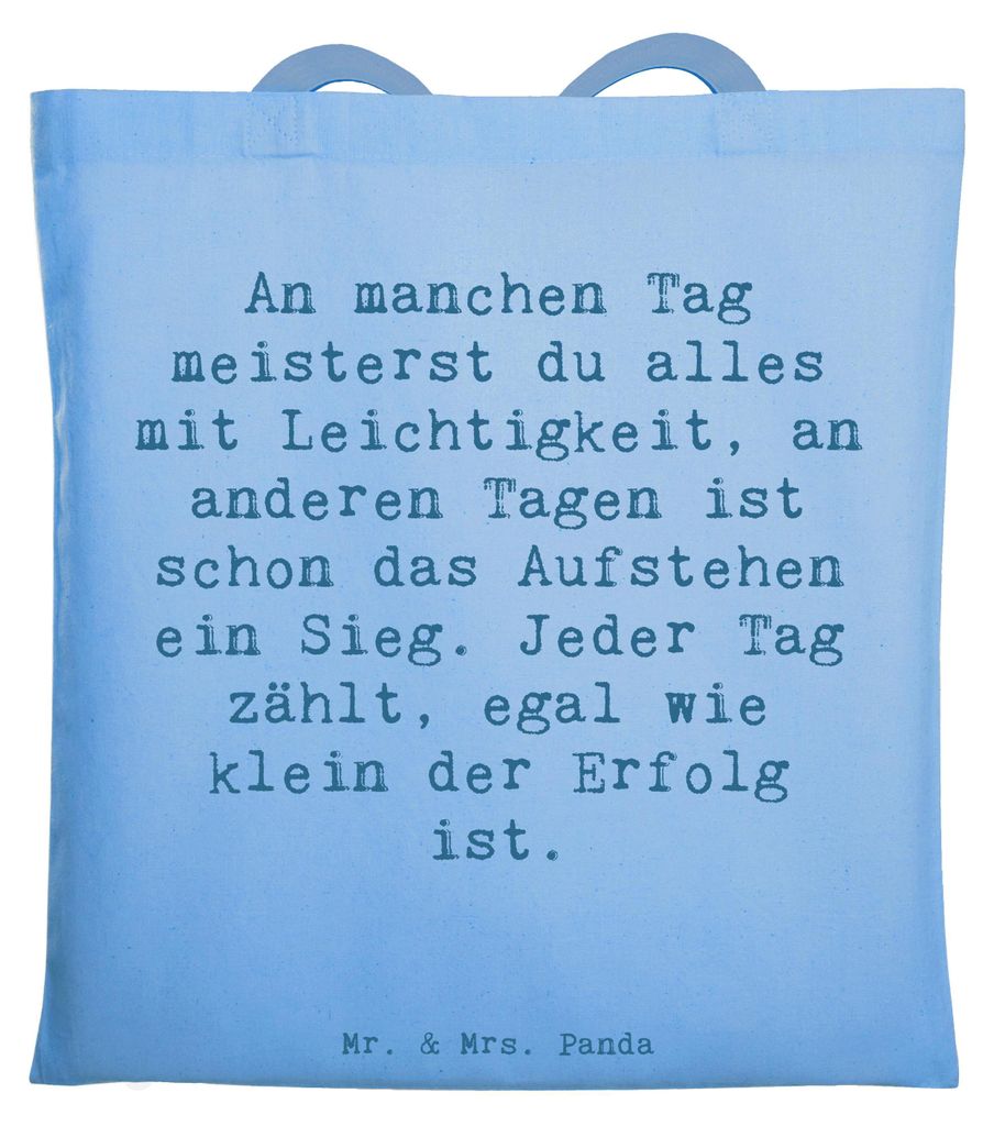Mr. & Mrs. Panda Tote Bag Spruch Leichtigkeit im Alltag - Sky Blue - Geschenk, Seele, Gefühl, Zauber, Einkaufstasche, Sommerbrise, Stoffbeutel, Sc...