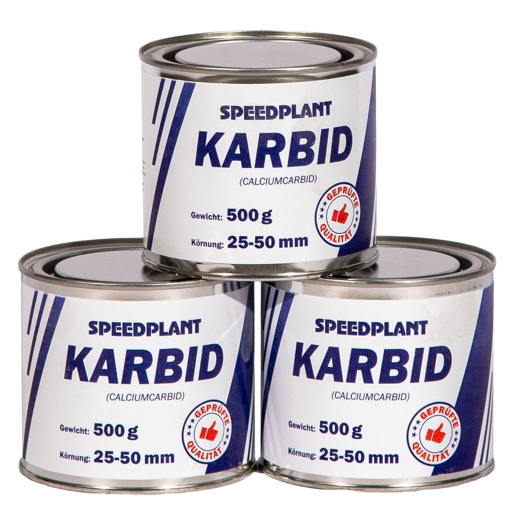 Karbid 1,5 kg (3x 500g) - Carbid Kabit Kabitt karbitt Karbit Karbid Extra Große Körnung 25-50mm - 3 Dosen