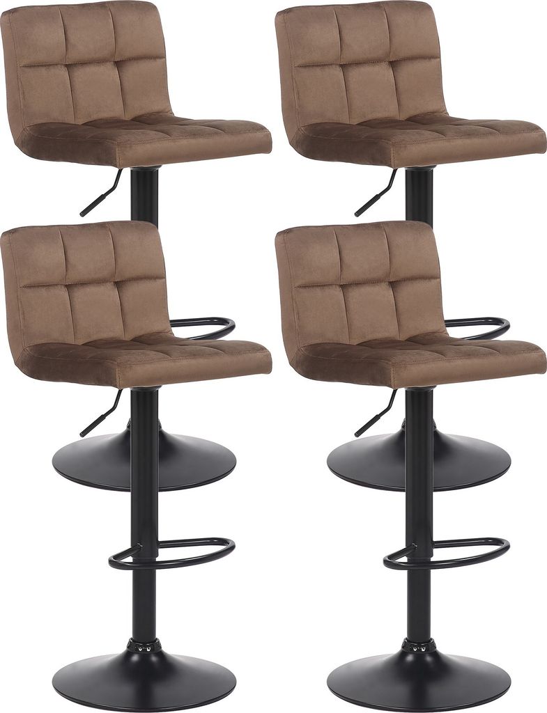 CLP 4er Set Barhocker Feni Samt höhenverstellbar und drehbar Farbe braun