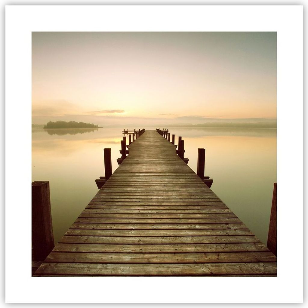 Poster - Poster ohne Rahmen - Brücke See - 40x40 cm - Wand Bild - Wanddeko - Wandbilder - Kunstposter - Wandposter - Bilder - Kunstdruck - Wanddek...