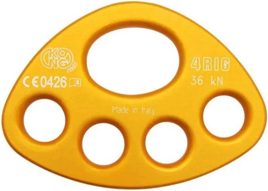 Descendeur Kong Italy 4rig Jaune en Aluminium pour Travaux en Hauteur