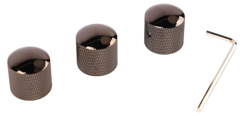 3er-Set Gitarren-Doppelknöpfe zur Klangregelung, Metallknöpfe als Ersatz für E-Gitarre und Bass, GD107, Schwarz