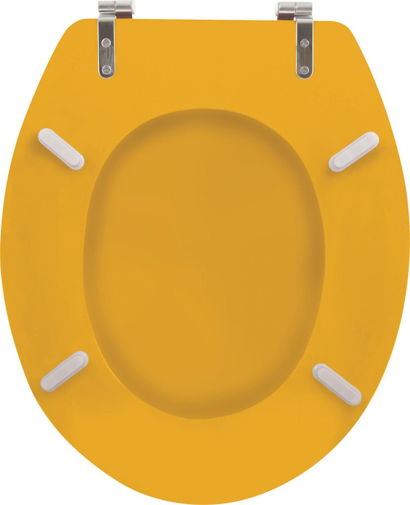 MSV WC Sitz Toilettendeckel MDF Holzkern „Safran Gelb“ Scharniere aus Edelstahl - hochwertige und stabile Qualität