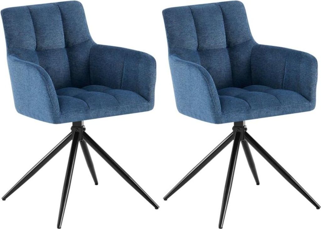 2er-Set Esszimmerstühle - Sessel - Hoher Sitzkomfort, dunkelblauer Stoff