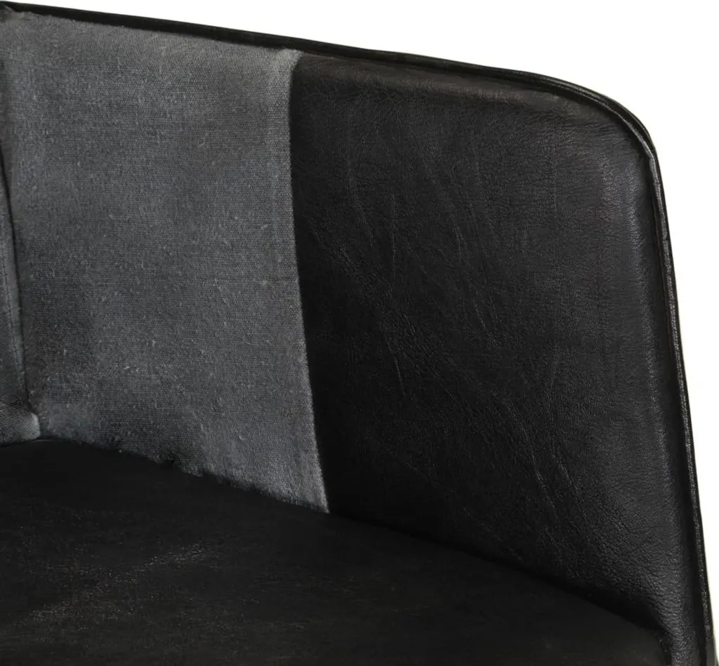 Fauteuil à oreilles en cuir véritable bicolore avec assise confort - 7