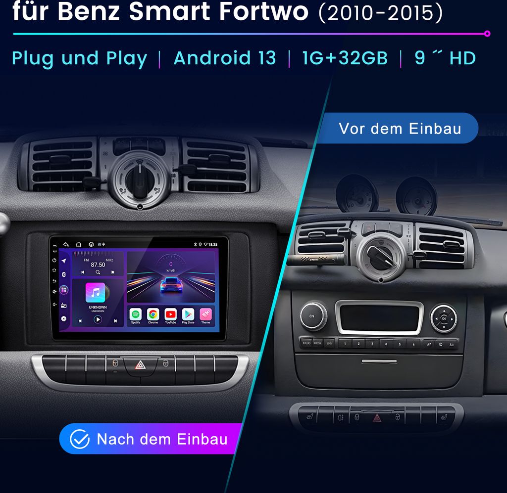 8-Kern CAMECHO 4+64G Android 13 Carplay Autoradio Für