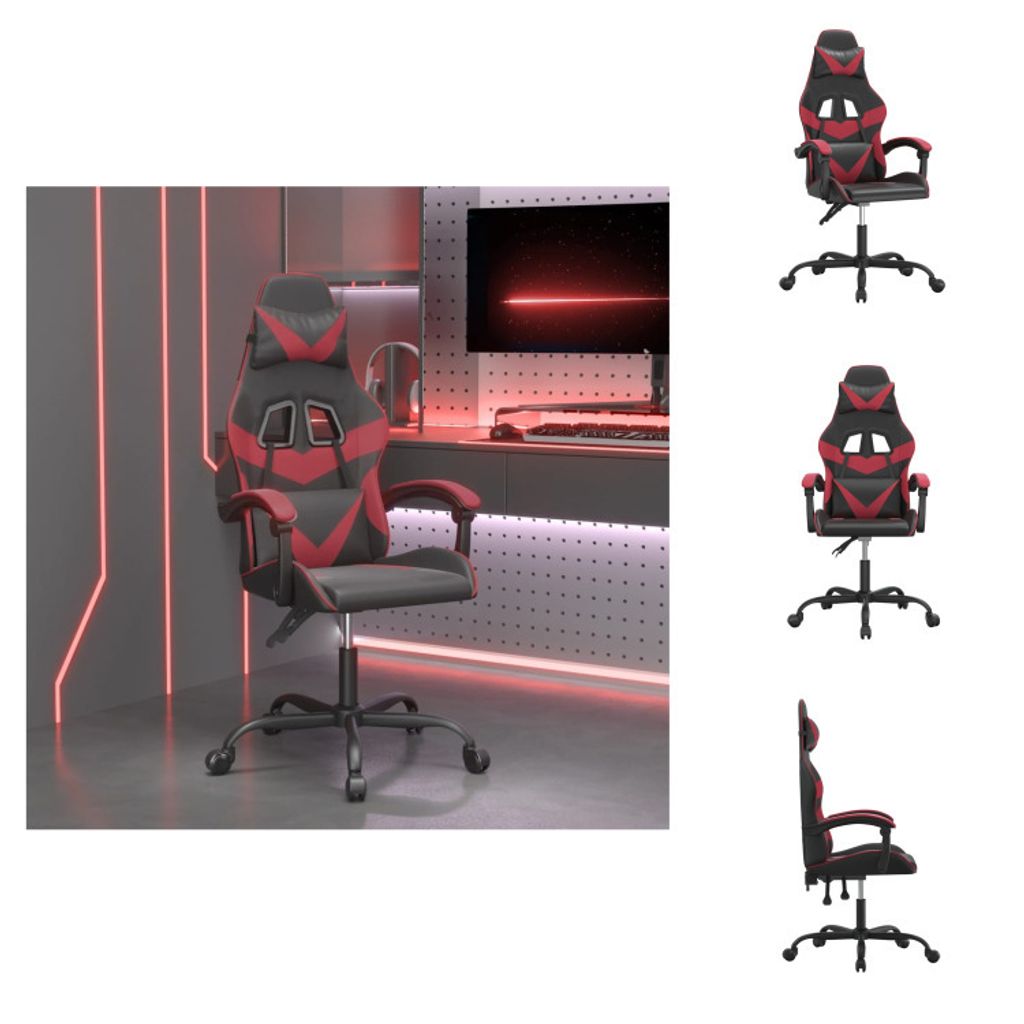vidaXL Gaming-Stuhl Schwarz und Weinrot Kunstleder - Gaming-Sessel