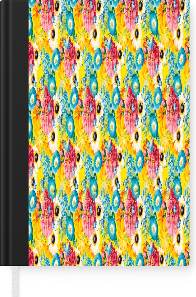 MuchoWow Notizbuch Tagebuch Haushaltsbuch Notebook A5 Blumen - Farben - Muster - Notizblock - Notizheft - Notebook - Schreibblock - Papier