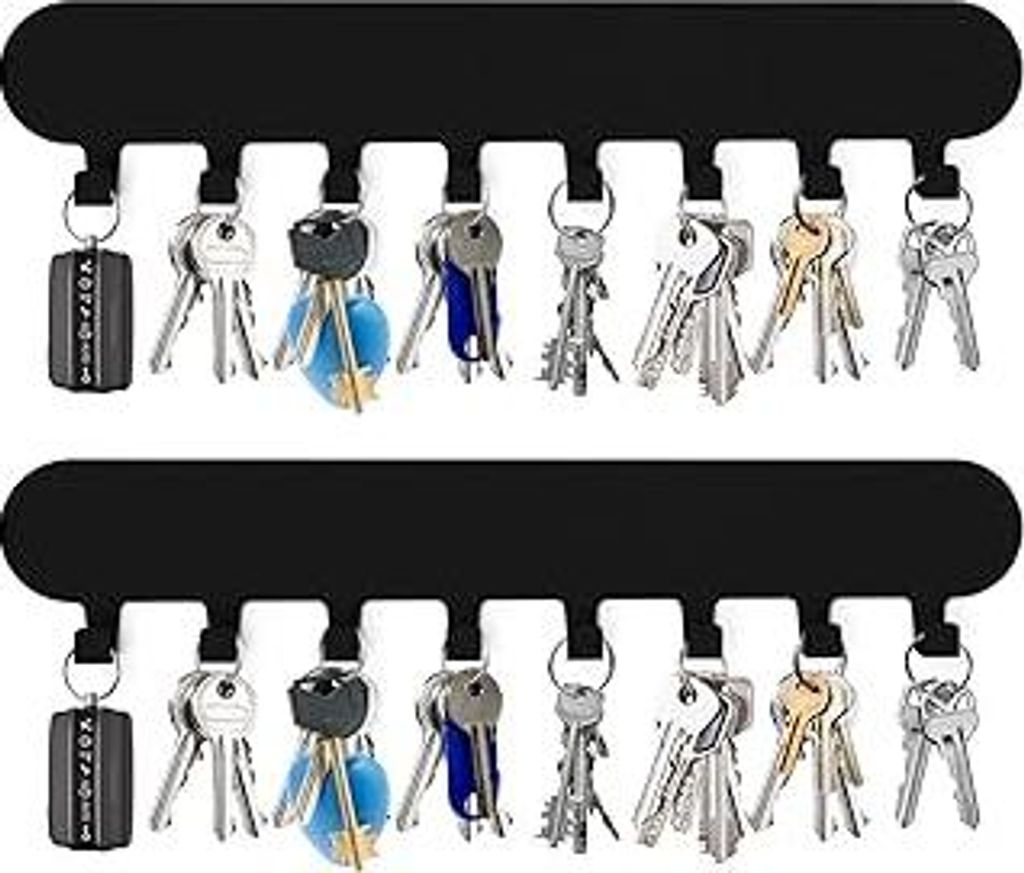 2 Stück Schlüsselbrett Ohne Bohren mit 8 Haken, Schlüsselleiste Selbstklebend Schwarz, Schlüsselhalter Wand, Key Holder Wall für Flure, Eingan...