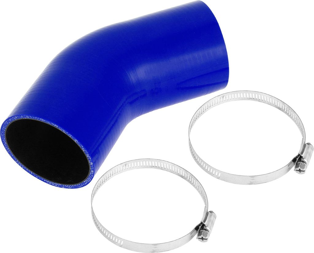 1 Satz 76mm/2,99" ID 102mm/4,02" Länge 45° Blau Schwarz Auto Silikonschlauch mit Schellen Kühlmittelschlauch Universal