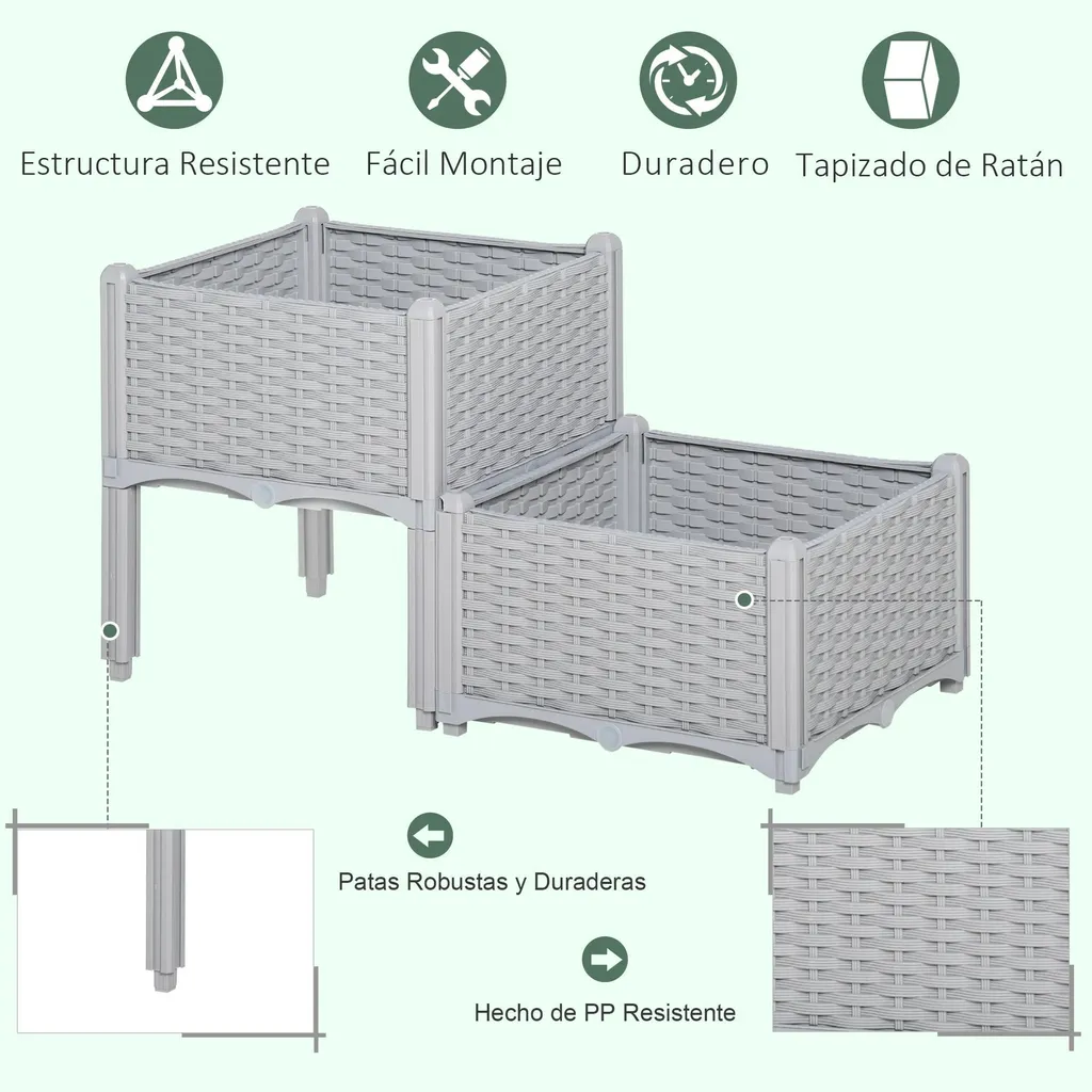 Tabouret de jardin combinable 40x40cm modulable en hauteur 26 et 44 cm