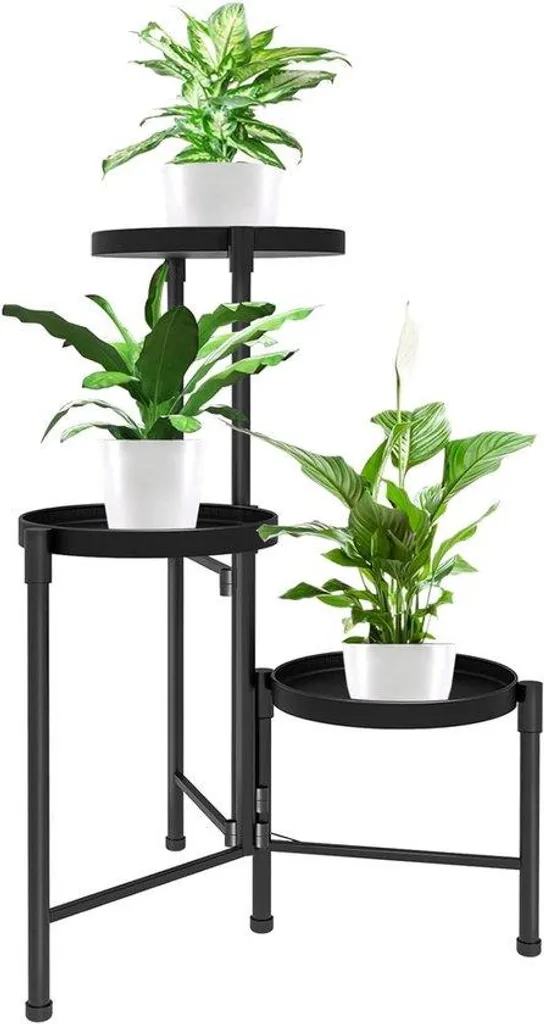 Support à fleurs 3 niveaux noir : fini les pots encombrant le sol