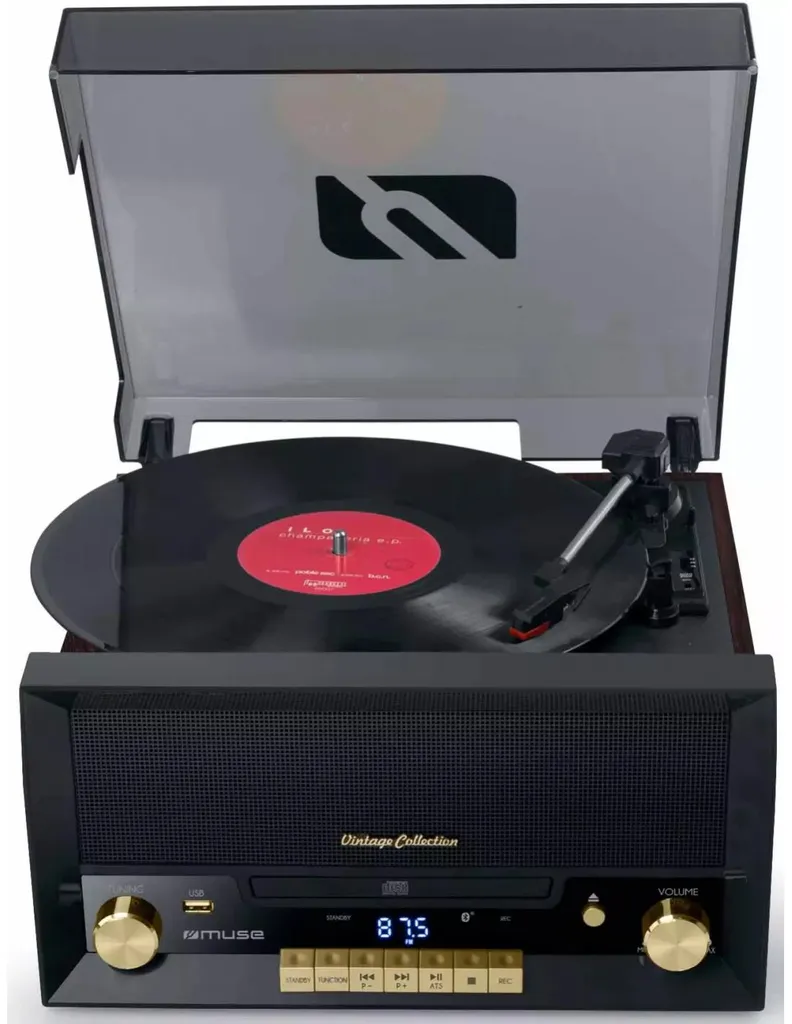 Tourne-disque automatique Muse MT112W finition bois pour disques vinyle