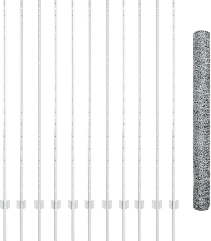 Möbel Verzinktes Gartenzaun Set Set aus 2 Verzinkter Stahl Robust - Zaunzubehör 3337013