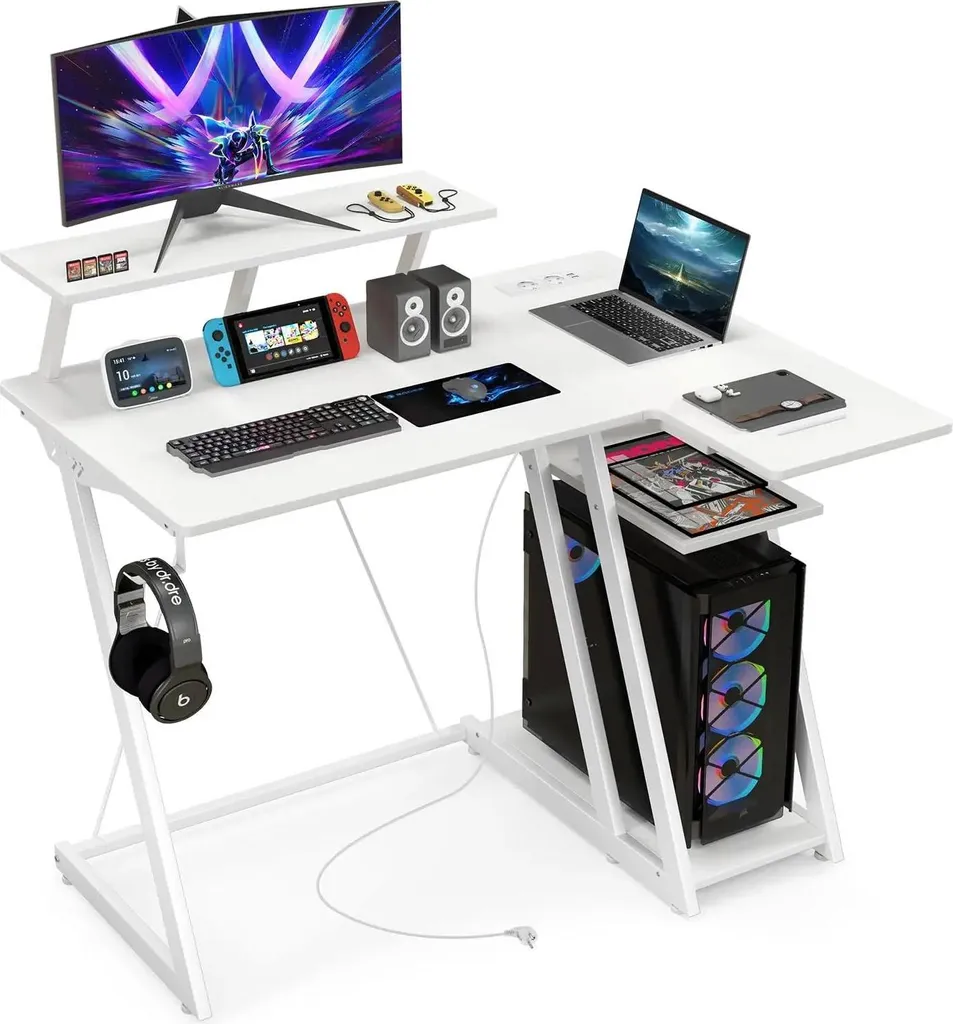 Petite table pour PC rectangulaire en bois avec rangements malins SMART