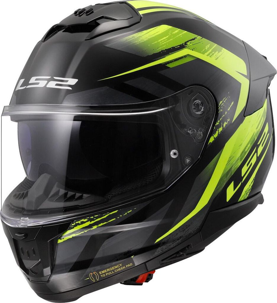 LS2 FF808 Stream II Fury Helm, schwarz/neon/gelb, XXS Produktbild 