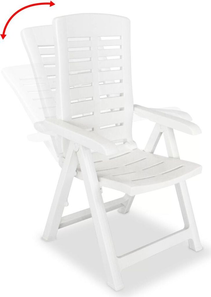 vidaXL Sedie da giardino regolabili 2 pz. Plastica Bianco Immagine del prodotto 