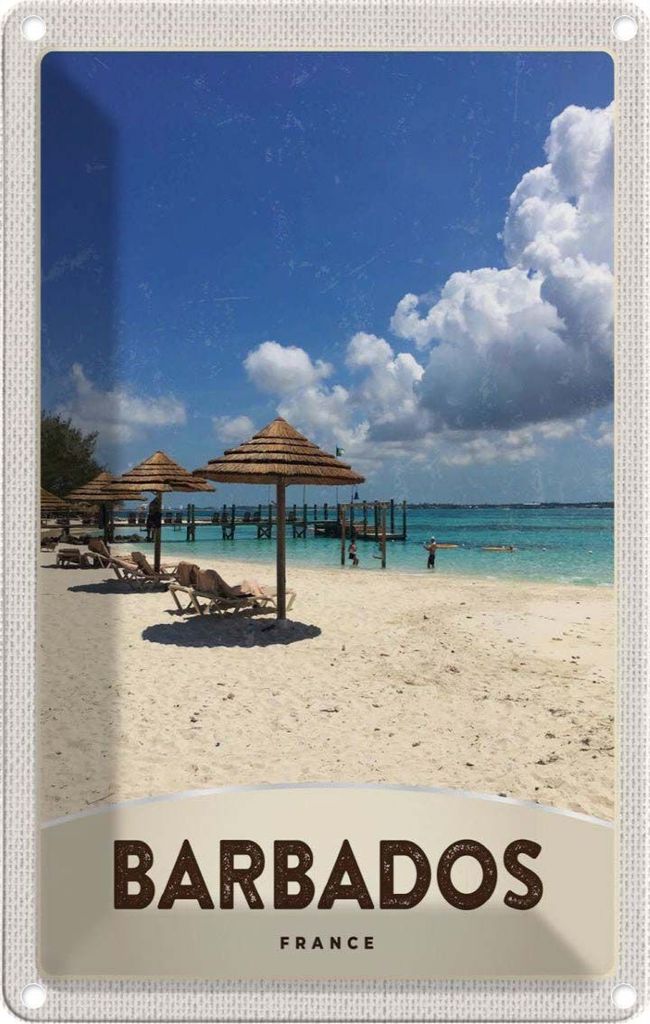 vianmo Blechschild 18x12 cm Barbados Insel Frankreich Meer Strand Bildmotiv Reisemotiv Abenteuer Reisen Urlaub
