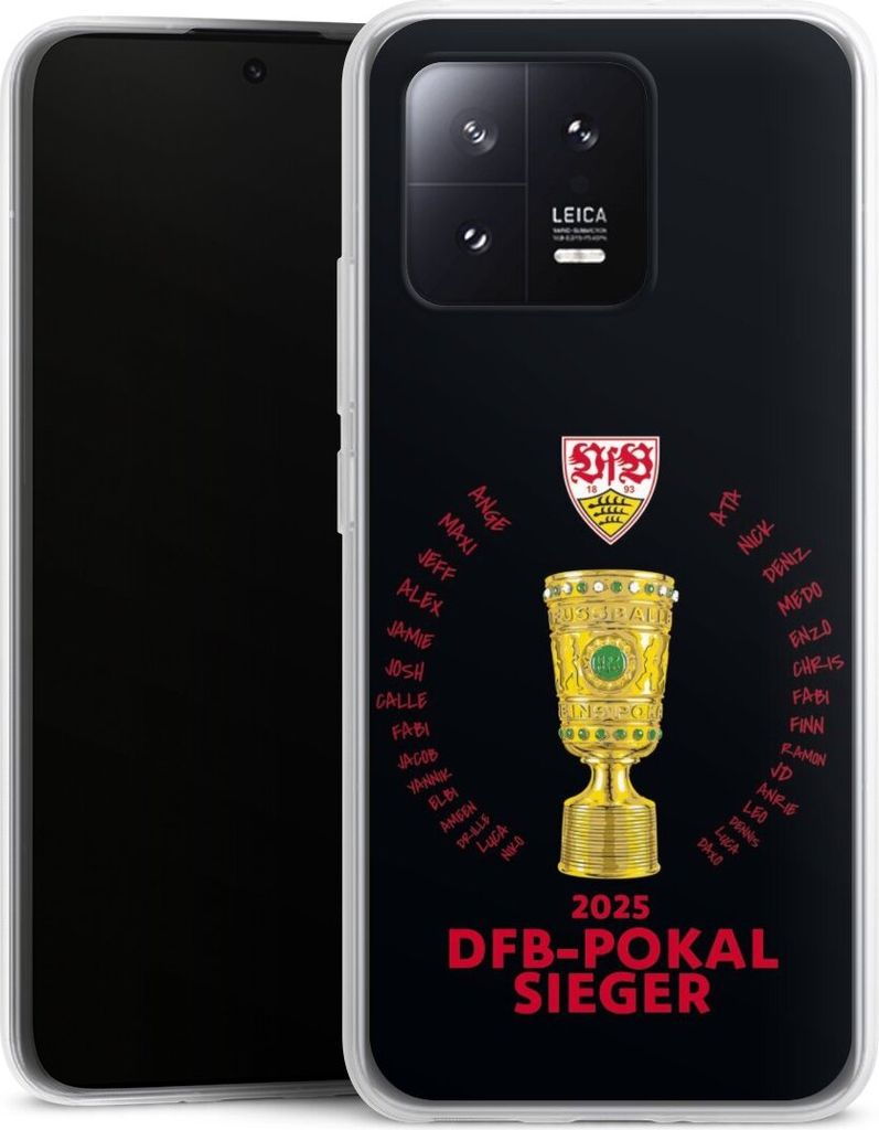 DeinDesign Slim Hülle für Xiaomi 13 Silikon Case Ultra Dünn Handyhülle Offizielles Lizenzprodukt Pokal VfB Stuttgart