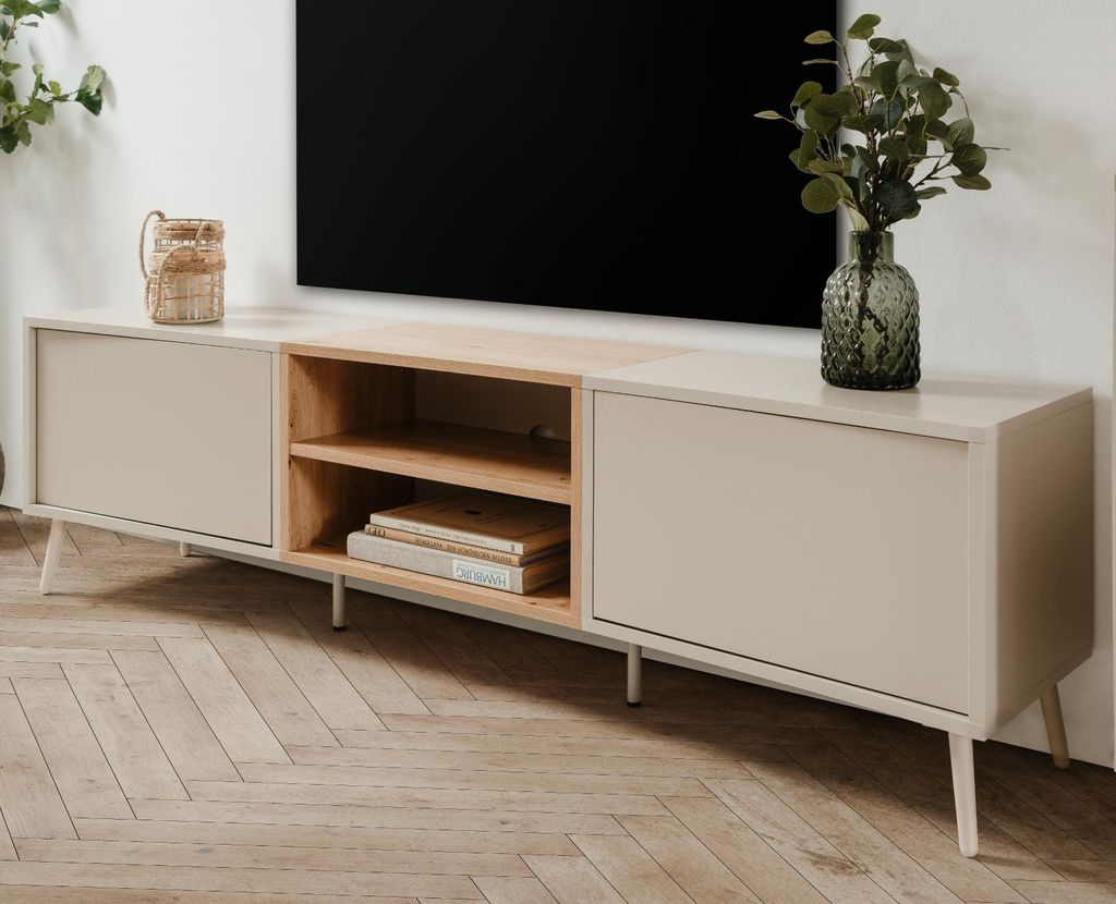 TV-Lowboard "Sena" in Kaschmir und Artisan Eiche 175 cm, mit Push-to-Open