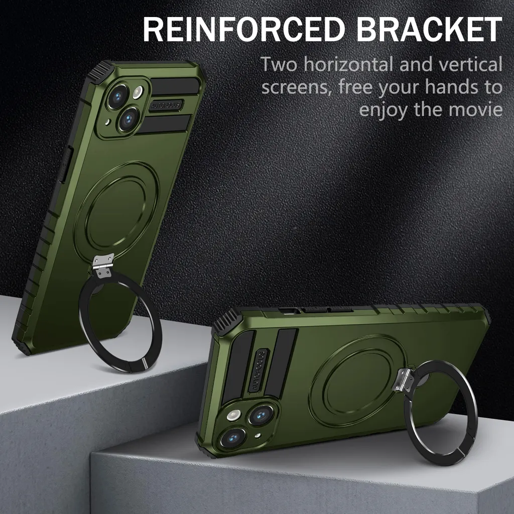 Custodia iPhone 15 Verde MagSafe con Anello: Design e Protezione - 3