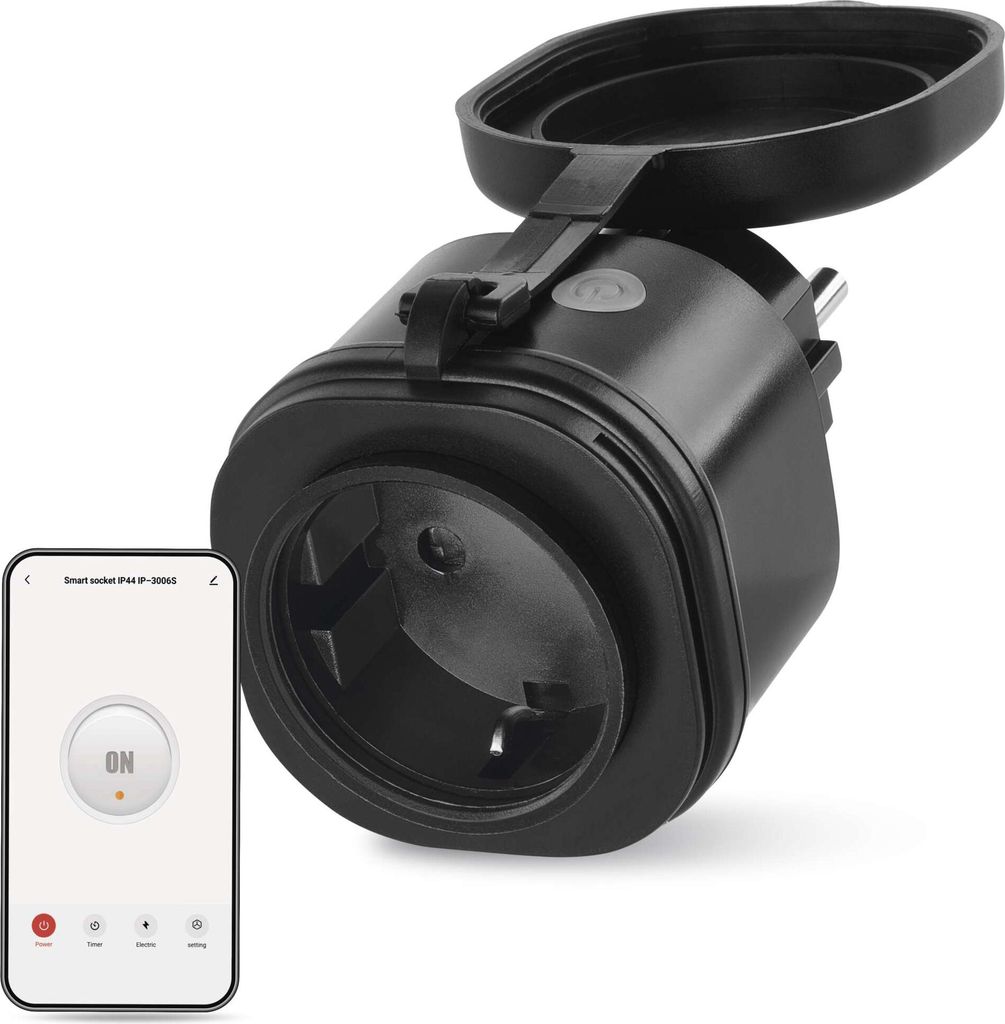 EMOS GoSmart WLAN Outdoor Steckdose 16A, 2,4GHz WiFi Smart Steckdose mit Timer und Stromzähler, IP44, mit Smart-App / Sprachassistant gesteuert, P...