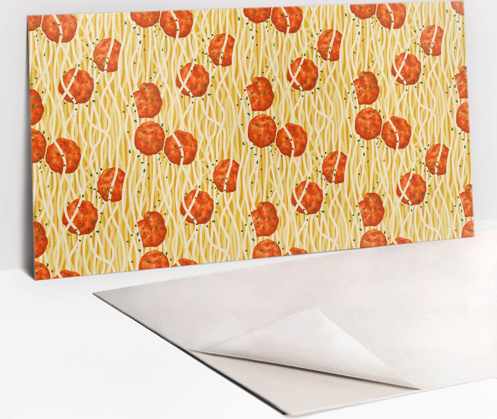 PVC-Wandschutz für die Küche - Stilvoller Schutz für Ihre Wände 100 x 50 Spaghetti -Pasta