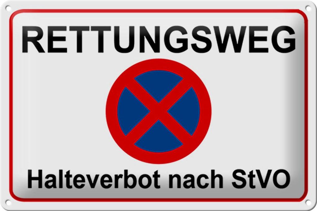 Blechschild Hinweis 30x20cm Rettungsweg Halteverbot nach StVO